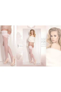 Bas Blanc Motif Blanc Argent Auto Fixant -L’Éveil Sensuel Soldes bas blanc motif blanc argent auto fixant 4