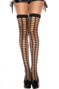 Bas Noir Ajouré Style Filet Autofixants