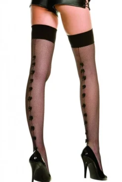 Bas Noirs Fine Résille Noeuds Satin