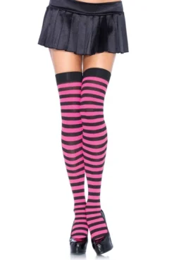 Bas Nylon à Rayures Bicolores -L’Éveil Sensuel Soldes bas nylon a rayures bicolores 13