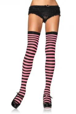 Bas Nylon à Rayures Bicolores -L’Éveil Sensuel Soldes bas nylon a rayures bicolores 15