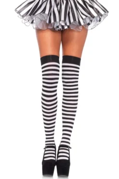 Bas Nylon à Rayures Bicolores -L’Éveil Sensuel Soldes bas nylon a rayures bicolores 17