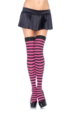 Bas Nylon à Rayures Bicolores -L’Éveil Sensuel Soldes bas nylon a rayures bicolores 7