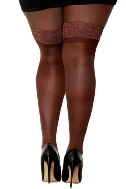 Bas Nylon Autofixant Couleur Café Grande Taille -L’Éveil Sensuel Soldes bas nylon autofixant couleur cafe grande taille 3