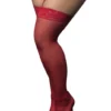 Bas Nylon Rouge Autofixants Grande Taille Jarretières Dentelle