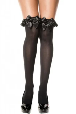 Bas Opaques Noirs Noeuds Et Volants Autofixants