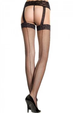 Bas Porte Jarretelles Noir Résille