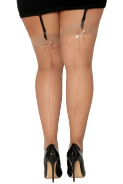 Bas Résille Couture Liseret Nœud Chair Grande Taille -L’Éveil Sensuel Soldes bas resille couture liseret noeud chair grande taille 3