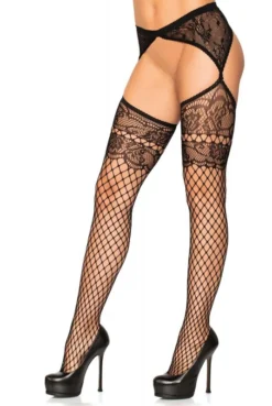 Bas Résille Effet Porte Jarretelles Dentelle