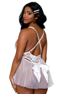 Body Dentelle Blanc Jupette Tulle Amovible -L’Éveil Sensuel Soldes body dentelle blanc jupette tulle amovible 3