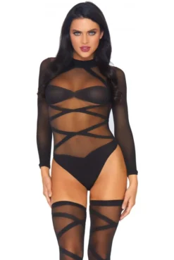 Body Et Bas Sexy Croisillons -L’Éveil Sensuel Soldes body et bas sexy croisillons 2