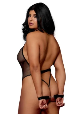Body Fetish Grande Taille Résille Noir Chainettes Et Menottes -L’Éveil Sensuel Soldes body fetish grande taille resille noir chainettes et menottes 3