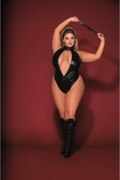 Body Fetish Grande Taille Simili Cuir Extensible Col Clouté Et Fouet -L’Éveil Sensuel Soldes body fetish grande taille simili cuir extensible col cloute et fouet 5