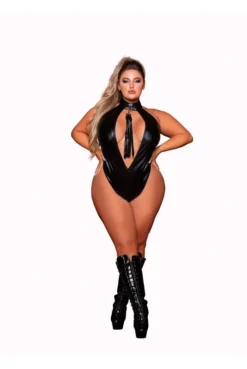 Body Fetish Grande Taille Simili Cuir Extensible Col Clouté Et Fouet -L’Éveil Sensuel Soldes body fetish grande taille simili cuir extensible col cloute et fouet 6