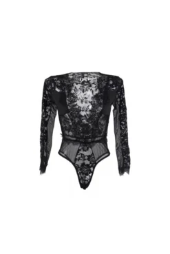 Body Noir Manches Longues -L’Éveil Sensuel Soldes body noir manches longues 3