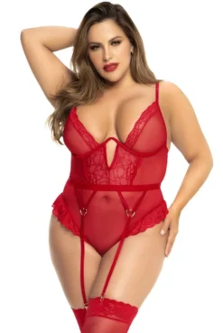 Body Rouge Sexy Chic Anneaux Porte Jarretelles Grande Taille -L’Éveil Sensuel Soldes body rouge sexy chic anneaux porte jarretelles grande taille 2