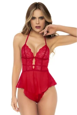 Body Shorty Ample Rouge Effet Babydoll Et String Assorti -L’Éveil Sensuel Soldes body shorty ample rouge effet babydoll et string assorti 2