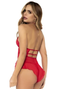 Body Shorty Ample Rouge Effet Babydoll Et String Assorti -L’Éveil Sensuel Soldes body shorty ample rouge effet babydoll et string assorti 3