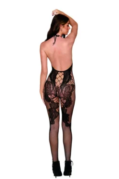 Bodystocking Combi Manches Longues Effet Body Et Bas Noir -L’Éveil Sensuel Soldes bodystocking combi manches longues effet body et bas noir 3