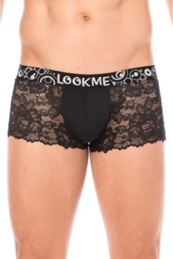 Boxer Homme Dentelle Délicate Noire