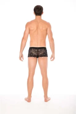 Boxer Homme Dentelle Délicate Noire -L’Éveil Sensuel Soldes boxer homme dentelle delicate noire 4