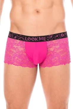 Boxer Homme Dentelle Délicate Noire Magenta