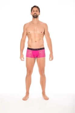 Boxer Homme Dentelle Délicate Noire Magenta -L’Éveil Sensuel Soldes boxer homme dentelle delicate noire magenta 3