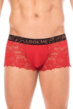 Boxer Homme Dentelle Délicate Rouge
