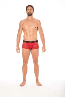 Boxer Homme Dentelle Délicate Rouge -L’Éveil Sensuel Soldes boxer homme dentelle delicate rouge 3