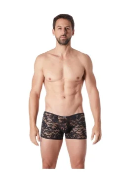 Boxer Homme Fine Dentelle Transparente Noir -L’Éveil Sensuel Soldes boxer homme fine dentelle transparente noir 3