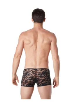 Boxer Homme Fine Dentelle Transparente Noir -L’Éveil Sensuel Soldes boxer homme fine dentelle transparente noir 4