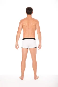 Boxer Mini-Pants Blanc Echancré Zip -L’Éveil Sensuel Soldes boxer mini pants blanc echancre zip 4