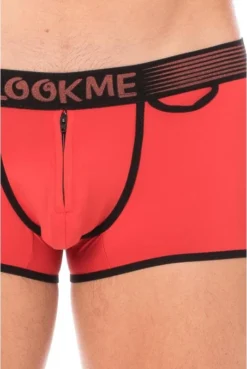 Boxer Mini-Pants Rouge Échancré Zip -L’Éveil Sensuel Soldes boxer mini pants rouge echancre zip 2