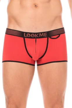 Boxer Mini-Pants Rouge Échancré Zip