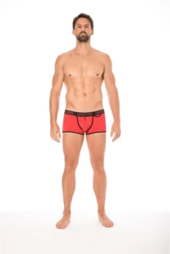 Boxer Mini-Pants Rouge Échancré Zip -L’Éveil Sensuel Soldes boxer mini pants rouge echancre zip 3