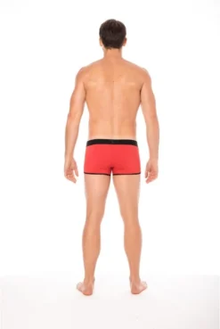 Boxer Mini-Pants Rouge Échancré Zip -L’Éveil Sensuel Soldes boxer mini pants rouge echancre zip 4