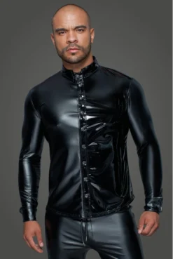 Chemise Homme Wetlook Et Vinyle -L’Éveil Sensuel Soldes chemise homme wetlook et vinyle 2