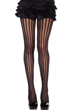 Collant Fantaisie Lignes Verticales Opaques