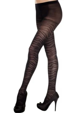 Collant Noir Effet Zèbre