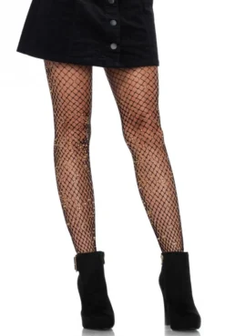 Collant Résille Lurex Noir Or
