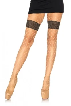 Collants Filet Chair Fausse Jarretière Dentelle Noir