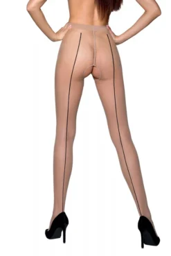 Collants Ouverts Beige Couture Noir