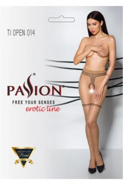 Collants Ouverts Effet Bas Couture Plumetis Petits Noeuds Beige -L’Éveil Sensuel Soldes collants ouverts effet bas couture plumetis petits noeuds beige 2