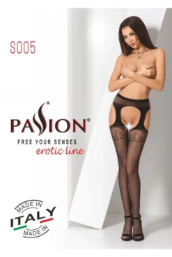 Collants Ouverts Jarretelles Larges Noir Passion -L’Éveil Sensuel Soldes collants ouverts jarretelles larges noir passion 5