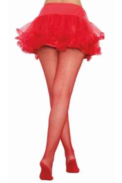 Collants Résille Rouge Pieds Renforcés