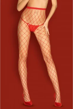 Collants Rouge Filet Grande Résillle -L’Éveil Sensuel Soldes collants rouge filet grande resillle 5