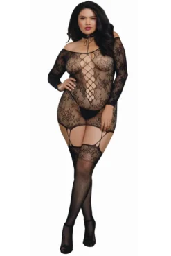 Combi Bodystocking 2 En 1 Grande Taille Résille Guêpière Réversible Tour De Cou -L’Éveil Sensuel Soldes combi bodystocking 2 en 1 grande taille resille guepiere reversible tour de cou 3