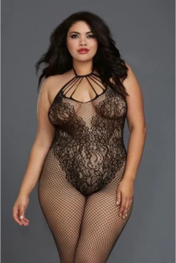 Combi BodyStocking Grande Taille Résille Style Body -L’Éveil Sensuel Soldes combi bodystocking grande taille resille style body 2