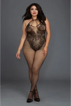 Combi BodyStocking Grande Taille Résille Style Body