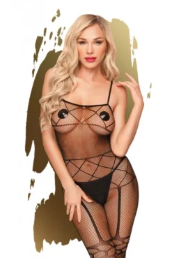 Combi BodyStocking Ouvert Noir Firecracker
